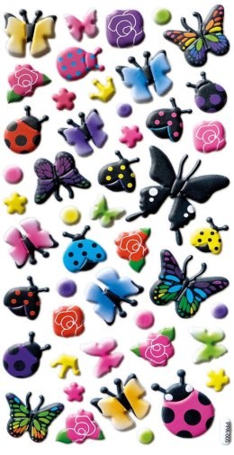 Naklejka (nalepka) Craft-Fun Series wypukła motyle, biedronki, kwiaty Titanum (PPA005) Titanum