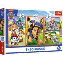 Puzzle Paw Patrol Psia zgraja 3x80 el. Trefl (34886) Trefl