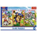 Puzzle Paw Patrol Psia zgraja 3x80 el. Trefl (34886) Trefl