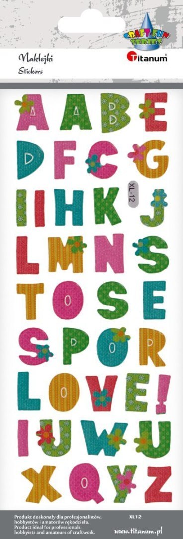 Naklejka (nalepka) Craft-Fun Series alfabet Titanum (XL12) Titanum