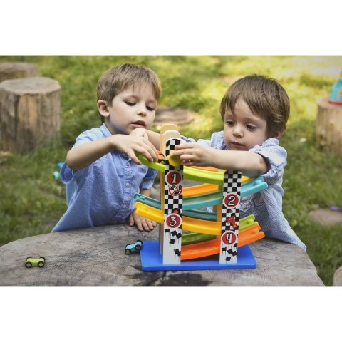 Zabawka edukacyjna drewniana zjeżdżalnia z autami Smily Play (AC6653) Smily Play