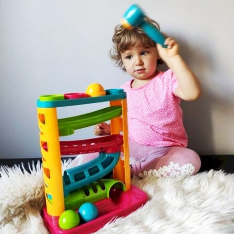 Zabawka edukacyjna zjeżdżalnia z piłeczkami i młotkiem Smily Play (SP82932) Smily Play