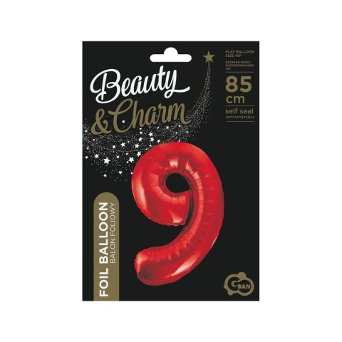Balon foliowy cyfra 9 czerwona 85cm 40cal Godan (BCHCW9) Godan