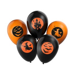 Balon gumowy Halloween 5 sztuk czarno-pomarańczowy Arpex (HA5678) Arpex