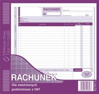 Druk samokopiujący rachunek dla zwolnionych podmiotowo z VAT 2/3 A4 80k. Michalczyk i Prokop (231-2) Michalczyk i Prokop