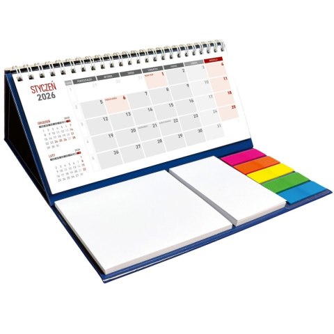 Kalendarz biurkowy miesięczny MAXI biurkowy z notesem, spiralowany 315mm x 192mm Wydawnictwo Wokół Nas (KB 054 B granatowy) Wydawnictwo Wokół Nas