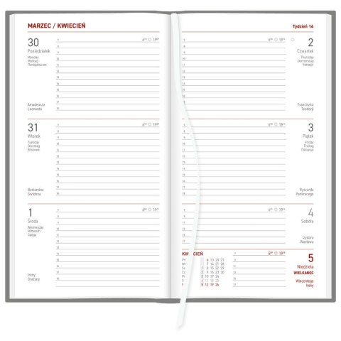 Kalendarz książkowy (terminarz) CZARNY VIVELLA TYGODNIOWY A6 (216 A6TB)