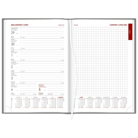 Kalendarz książkowy (terminarz) CZARNY aluminium TYGODNIOWY Z NOTESEM A5 (237 A5TNB)