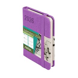 Kalendarz książkowy (terminarz) FIOLETOWY AVANGARDA A7 Antra (2026) Antra