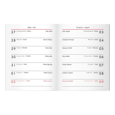 Kalendarz książkowy (terminarz) KIESZONKOWY 80mm x 105mm Interdruk (ONE COLOR) Interdruk