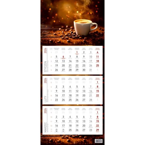 Kalendarz ścienny EKONOMICZNY KAWA kalendarz trójdzielny 680mm x 295mm Wydawnictwo Wokół Nas (KS 045) Wydawnictwo Wokół Nas