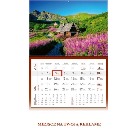 Kalendarz ścienny HALA GĄSIENICOWA JEDNODZIELNY plecki SZARE 512mm x 295mm Wydawnictwo Wokół Nas (KS 056) Wydawnictwo Wokół Nas