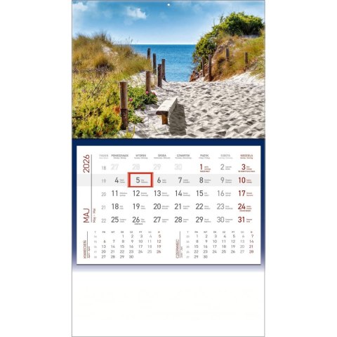 Kalendarz ścienny MORZE JEDNODZIELNY plecki granatowe 512mm x 295mm Wydawnictwo Wokół Nas (KS 056) Wydawnictwo Wokół Nas