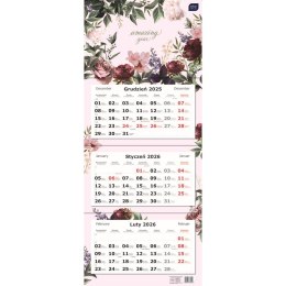 Kalendarz ścienny TRÓJDZIELNY 825mm x 340mm Interdruk (KWIATY) Interdruk