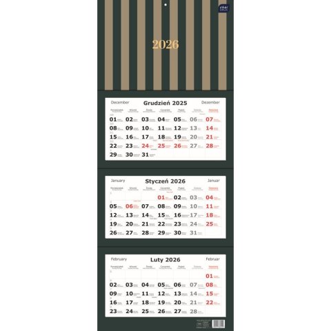 Kalendarz ścienny TRÓJDZIELNY 825mm x 340mm Interdruk (PASKI) Interdruk