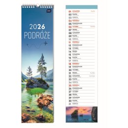 Kalendarz ścienny paskowy 135mm x 500mm Interdruk (PODRÓŻE) Interdruk
