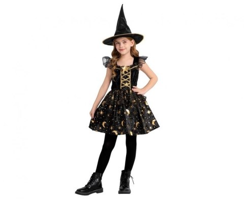 Kostium Zestaw dla dzieci Czarna Czarownica ( sukienka, kapelusz), rozm. 110/120 cm Godan (SL-CA11) Godan