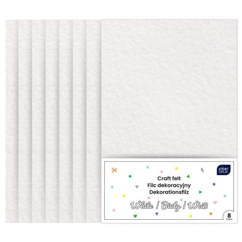 Filc kolor: biały 8 ark. [mm:] 210x297 Interdruk (IFILDEKBIA) Interdruk