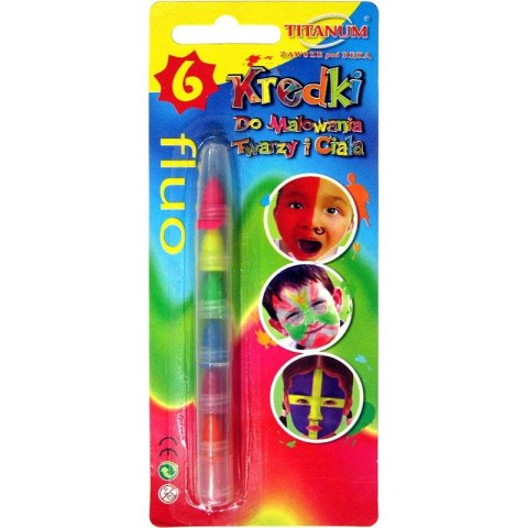 Kredki do malowania twarzy segmentowe fluo 6 kol. Titanum Titanum
