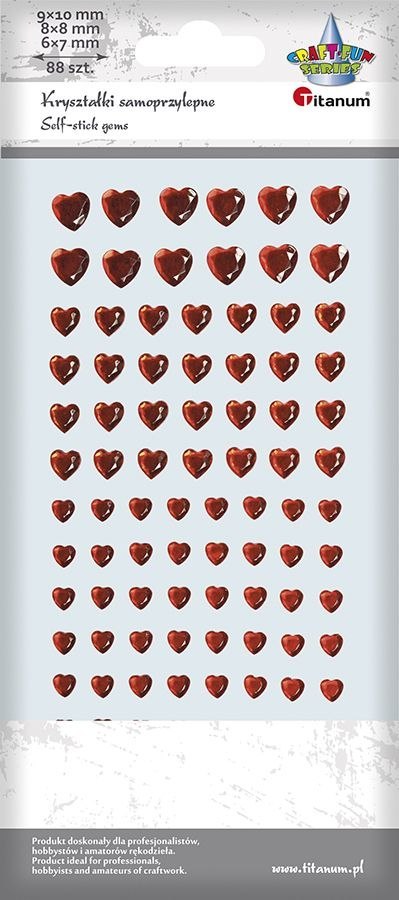 Kryształki Craft-Fun Series samoprzylepne czerwone Titanum (serca) Titanum