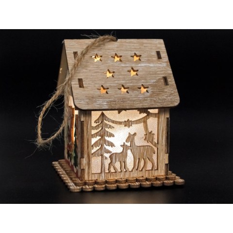 Lampki świąteczne domek z Mikołajem, drewniany Adar (511828) Adar