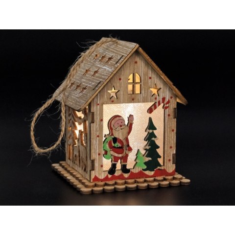 Lampki świąteczne domek z Mikołajem, drewniany Adar (511828) Adar