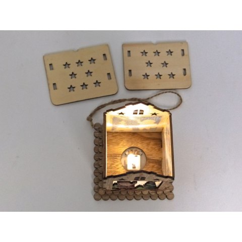 Lampki świąteczne domek z Mikołajem, drewniany Adar (511828) Adar