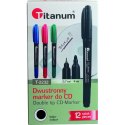 Marker do CD Titanum 2 końcówki: 0,7 mm/4 mm czarny (T-2232) Titanum
