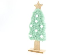 Ozdoba świąteczna choinka 29cm drewniana z materiałem One Dollar (364424) One Dollar