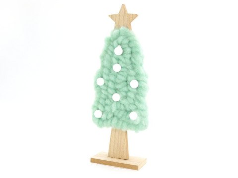 Ozdoba świąteczna choinka 29cm drewniana z materiałem One Dollar (364424) One Dollar