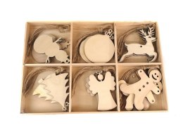 Ozdoba świąteczna zestaw zawieszek na choinkę drewniane One Dollar (366749) One Dollar