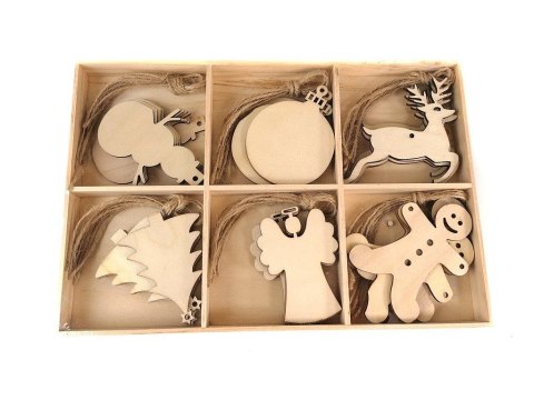 Ozdoba świąteczna zestaw zawieszek na choinkę drewniane One Dollar (366749) One Dollar