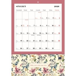 Kalendarz ścienny BLOSSOM 280mm x 400mm Interdruk (z kieszenią) Interdruk
