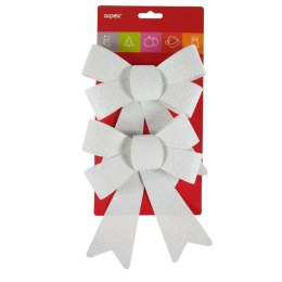 Kokarda 2 szt., białe brokatowe Arpex (BN5410BIA-0608) Arpex