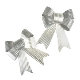Kokarda błyszcząca w prążki srebrna 2szt., 16cm Arpex (BN5519SRE-0660) Arpex