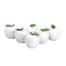 Ozdoba świąteczna Jabłuszka brokatowe (6 szt.) srebrne Arpex (BN6059SRE-3443) Arpex