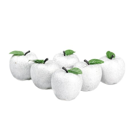 Ozdoba świąteczna Jabłuszka brokatowe (6 szt.) srebrne Arpex (BN6059SRE-3443) Arpex