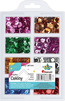 Zestaw cekinów Titanum Craft-Fun Series okrągłych 8 kolorów x 3g Titanum