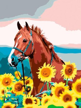 Zestaw kreatywny Malowanie po numerach 30x40cm Koń w słonecznikach Flamingo Line (FSY459) Flamingo Line