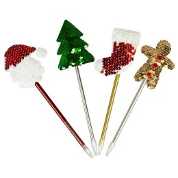 Długopis z cekinowymi ozdobami świątecznymi w displayu Arpex (BN6781-DIS) Arpex