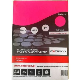 Etykieta samoprzylepna kółka 40 mm A4 różowy Emerson (ETOKROZ02x025x010) Emerson