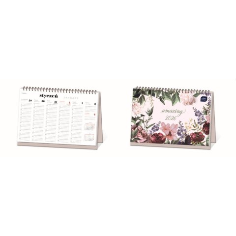 Kalendarz biurkowy KWIATY A4 Interdruk (tygodniowy) Interdruk