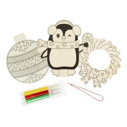 Ozdoba świąteczna Drewniana ozdoba zrób to sam - zimowe wzory Arpex (BN5968) Arpex