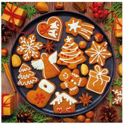 Serwetki BN Gingerbread icing decorated mix nadruk bibuła [mm:] 330x330 Paw (TL233900) Paw