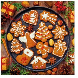 Serwetki BN Gingerbread icing decorated mix nadruk bibuła [mm:] 330x330 Paw (TL233900) Paw