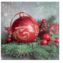 Serwetki Lunch BN Bauble on Twig czerwony papier [mm:] 330x330 Paw (SDL016900) Paw