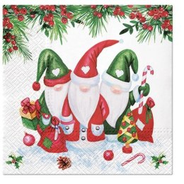 Serwetki Lunch BN Christmas Gnomes mix bibuła [mm:] 330x330 Paw (SDL230500) Paw