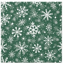 Serwetki Lunch BN Christmas Snowflakes green mix bibuła [mm:] 330x330 Paw (SDL230616) Paw