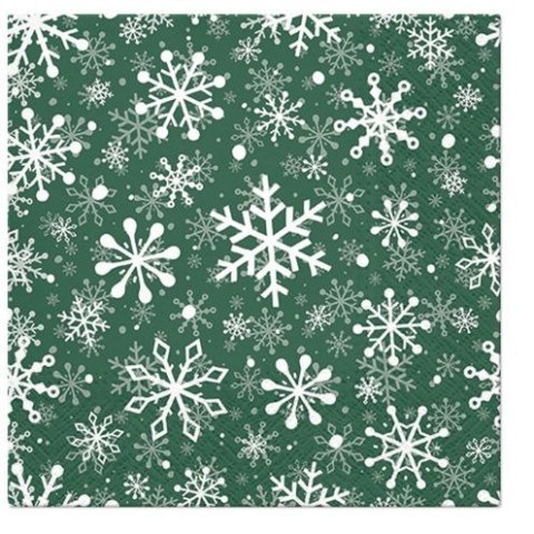 Serwetki Lunch BN Christmas Snowflakes green mix bibuła [mm:] 330x330 Paw (SDL230616) Paw
