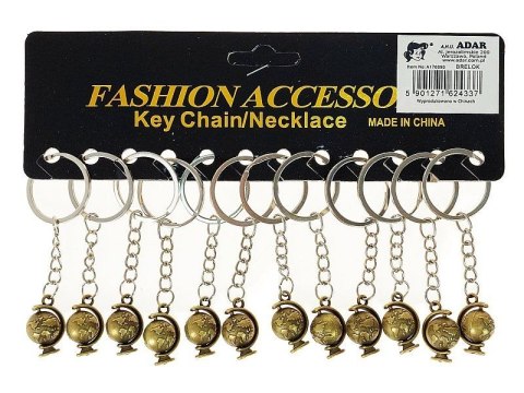 Brelok metalowy globus karta 12szt. Adar (624337) Adar